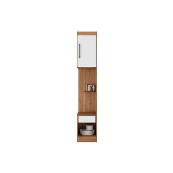 Módulo de Quarto Armário Mesa Cabeceira Módena 71100 c/ 1 Porta e 1 Gaveta Amendola/Branco - Demóbile Menor preço em Módulo de Quarto Armário Mesa Cabeceira Módena 71100 c/ 1 Porta e 1 Gaveta Amendola/Branco - Demóbile