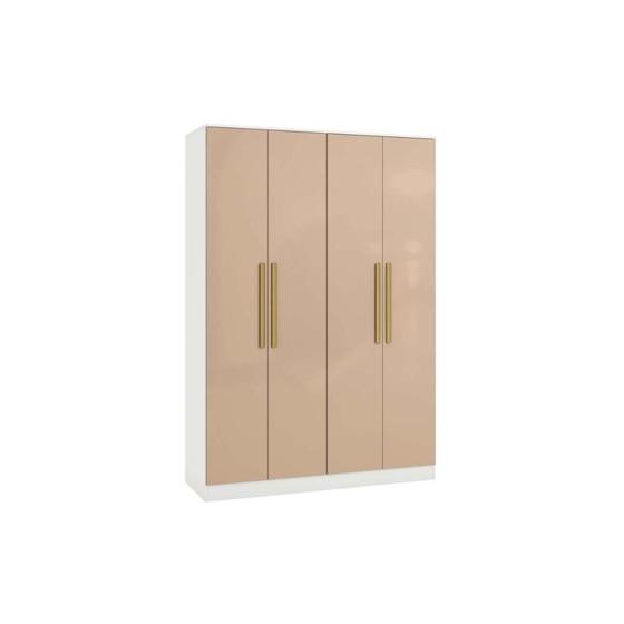 Imagem de Módulo de Quarto Casal Guarda Roupa Adapt N536 c/ 4 Portas e 2 Gavetas Branco/Macadamia - Kappesberg