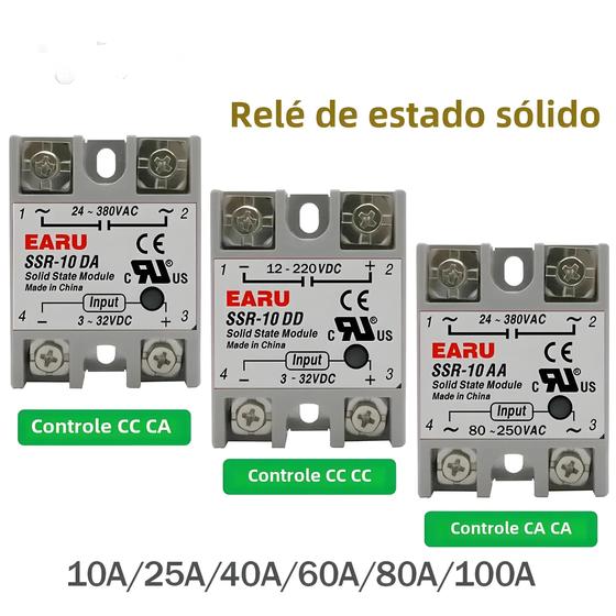 Imagem de Módulo De Relé De Estado Sólido SSR De Alta Corrente 10A a 100A Para Controle De Temperatura PID DD