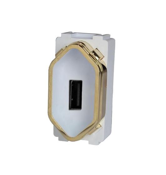 Imagem de Módulo Entrada Usb 2.0 - Dicompel Novara Branco Gold