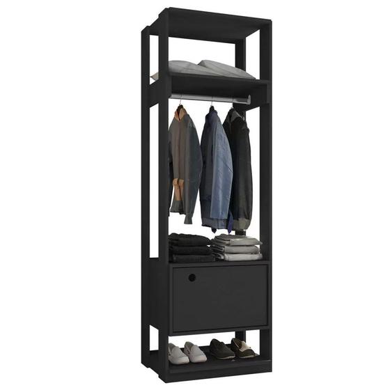 Imagem de Módulo Guarda Roupa Closet Com 1 Porta Titan Preto Velluto - Móveis Leão