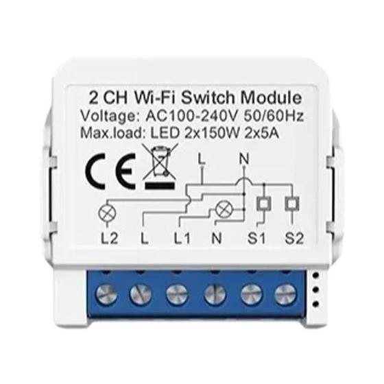 Imagem de Módulo Interruptor de Luz Wi-Fi Inteligente Tuya - 1/2/3/4 Gangues - Controle DIY
