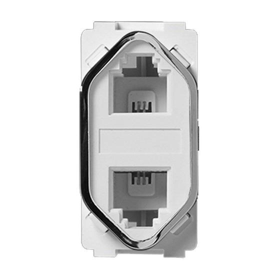 Imagem de Módulo Novara Branco E Cromado RJ11 Duplo Dicompel