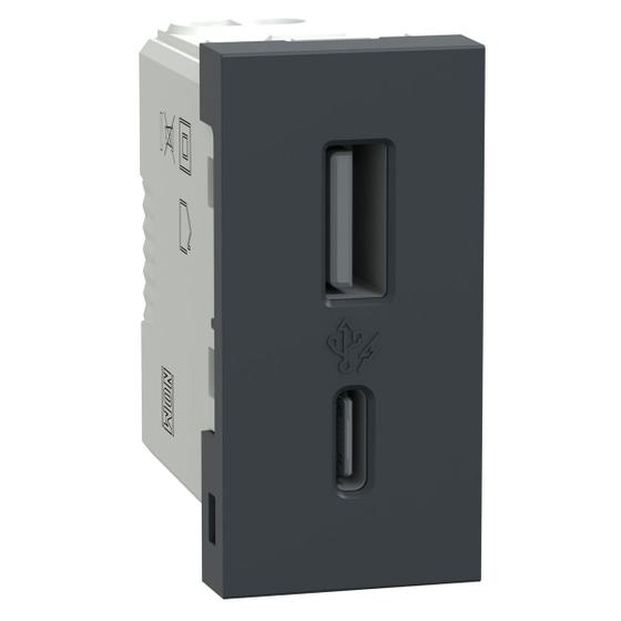 Imagem de Módulo Orion USBA + USBC Grafite 2,4A Bivolt Schneider