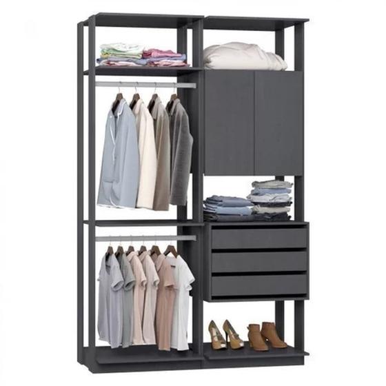 Imagem de Módulo para Closet 2 Portas 3 Gavetas 2 Cabideiros Be Mobiliário