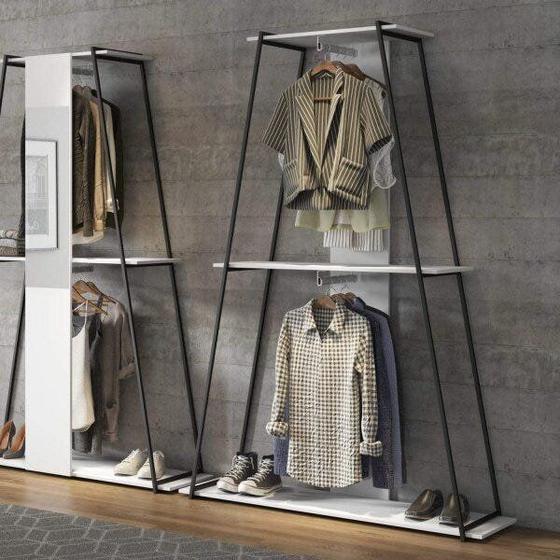 Imagem de Módulo para Closet com 2 Cabideiros e 1 Prateleira Be Mobiliário