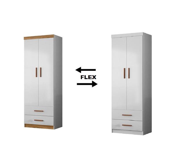 Imagem de Módulo Roupeiro Ônix 2 Portas  2 Gavetas e Cabideiro Flex Nature Branco  Peternella 