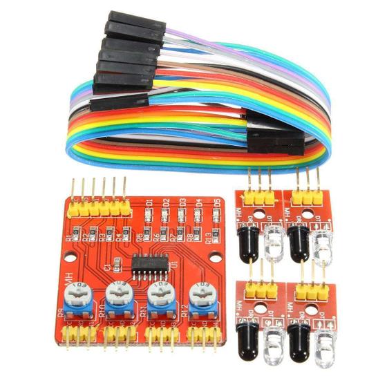 Imagem de Módulo Seguidor de Trilhas ou Linhas 4 Canais - Arduino
