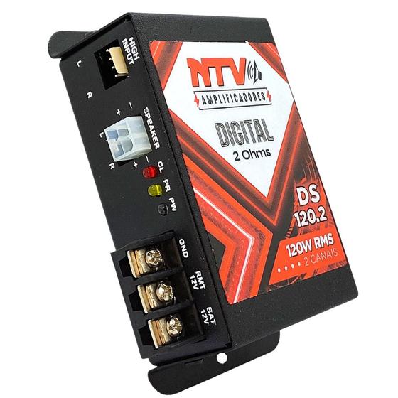 Imagem de Módulo som ntv ds120.2 digital 120w rms 2 canais 2 ohms potência som carro ideal para falantes 6 69