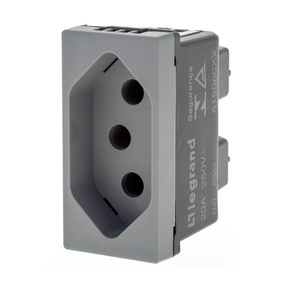 Imagem de Módulo Tomada 20A Pial Plus+ Legrand Cinza Borne Parafuso 615060CZ
