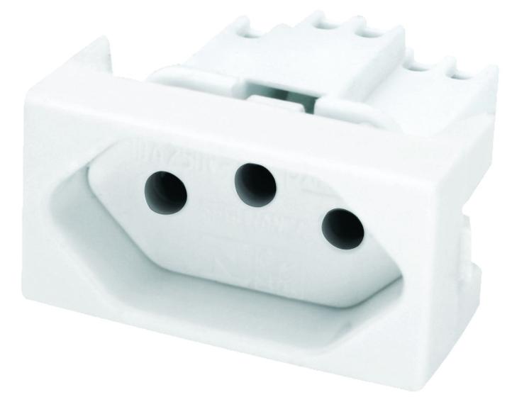 Imagem de Módulo Tomada 3 Pólos (2P+T) 10a Branco Linha Pérola Radial