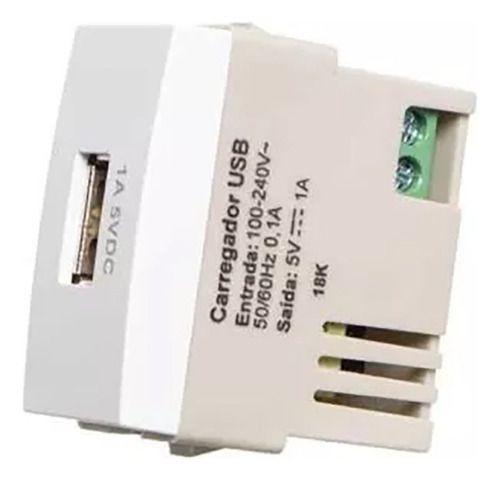 Imagem de Módulo Tomada Carregador USB 1A Bivolt (100-240V) Branco - Margirius Sleek