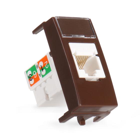 Imagem de Módulo Tomada Informática Rj45 Cat 5e Internet Marrom Margirius