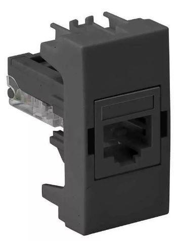 Imagem de Módulo Tomada Informática Rj45 Cat6E Preto Grafite Simon 35