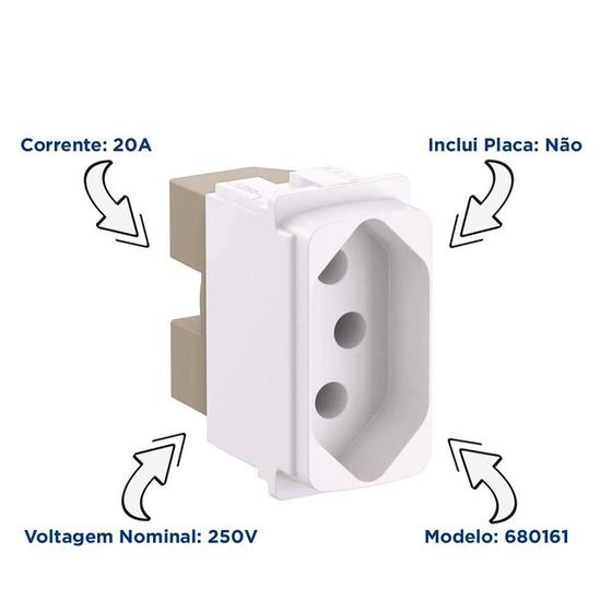 Imagem de Modulo Tomada Pial Legrand Zeffia - 2P+T - 20A/250V - Branco