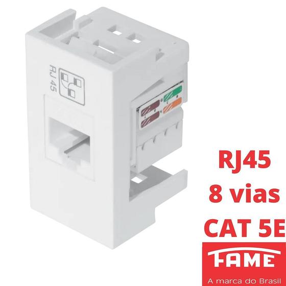 Módulo Tomada Rede RJ45 5E 8V Modulare Evidence Blanc Mais FAME Menor preço em Módulo Tomada Rede RJ45 5E 8V Modulare Evidence Blanc Mais FAME