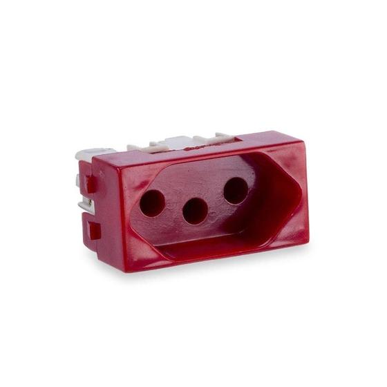 Imagem de Módulo Tomada Simples 2P+T 20A 250V Vermelho Rubi - Force Line