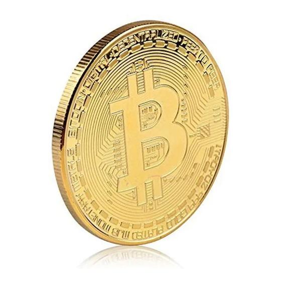 Imagem de  Moeda Física Bitcoin Dourada - Colecionadores Criptomoedas