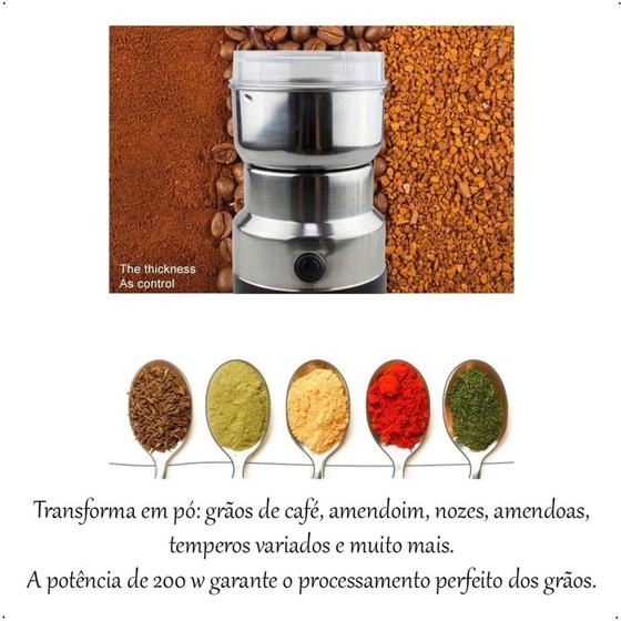 Imagem de Moedor de café elétrico 4 lâminas, moinho de grãos de aço inoxidável, moinho de farinha doméstica