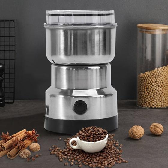 Imagem de Moedor de café elétrico 4 lâminas, moinho de grãos de aço inoxidável, moinho de farinha doméstica