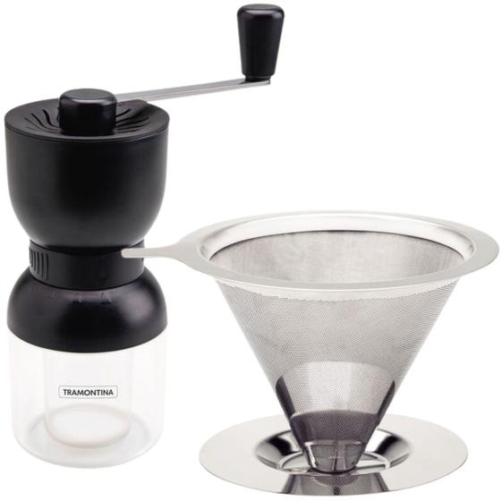 Imagem de Moedor De Café Manual Grão ABS E Filtro Aço Inox Tramontina 