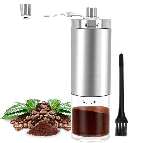 Imagem de Moedor De Café Manual Inox Com Manivela Giratória Moer Grãos
