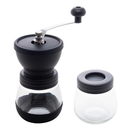Moedor De Café Manual Lyor Com Porta Pó Extra Em Vidro Preto Menor preço em Moedor De Café Manual Lyor Com Porta Pó Extra Em Vidro Preto