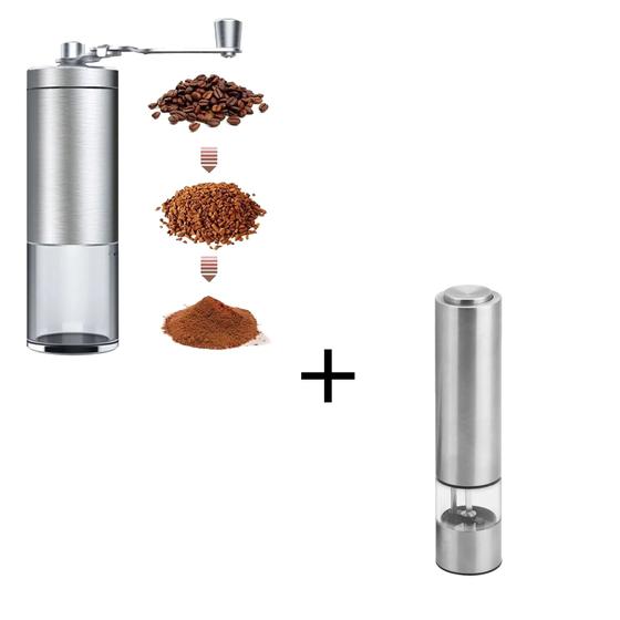 Imagem de Moedor de Café Manual Prático UD190152 + Moedor de Sal e Pimenta Aço Inox UD16018
