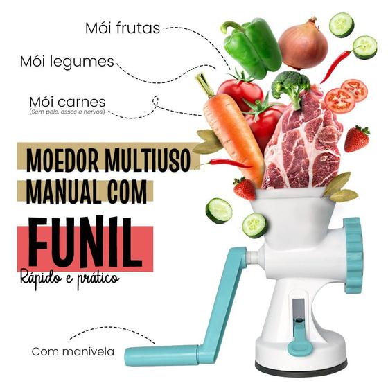 Imagem de Moedor de Carne Linguiça Multiuso Manual Com Funil