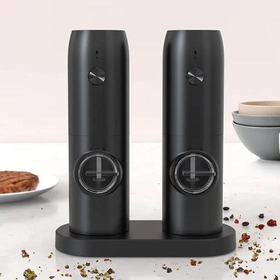 Moedor de Sal e Pimenta Elétrico Recarregável via USB - Conjunto Automático Menor preço em Moedor de Sal e Pimenta Elétrico Recarregável via USB - Conjunto Automático