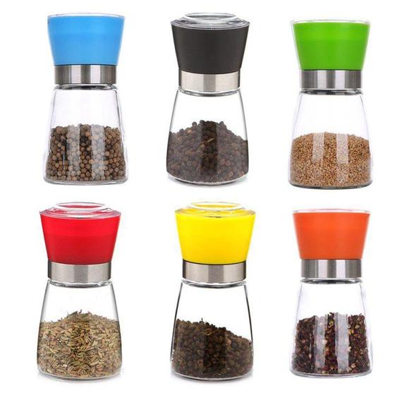 Imagem de Moedor De Temperos De Vidro Com Tampa Colorida- GLASS JAR