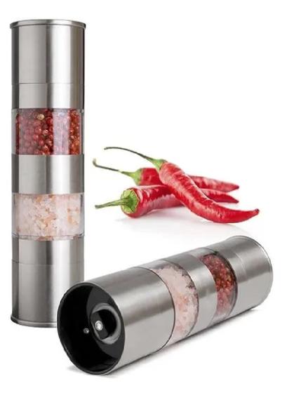 Moedor De Temperos Inox Duplo Sal Pimenta Condimentos Moedor de Grãos Menor preço em Moedor De Temperos Inox Duplo Sal Pimenta Condimentos Moedor de Grãos
