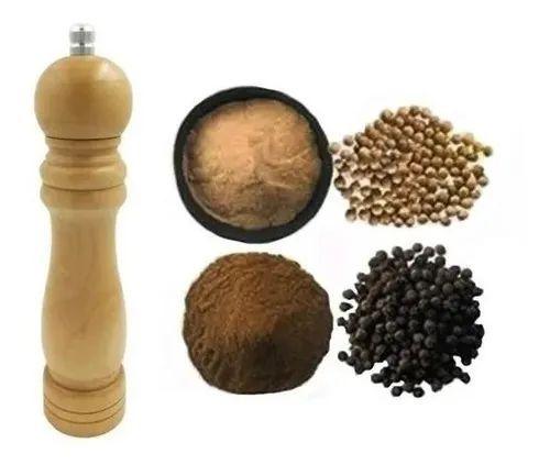 Imagem de Moedor Manual Para Sal Pimenta Em Madeira Bambu 20cm Moedor Em Cerâmica