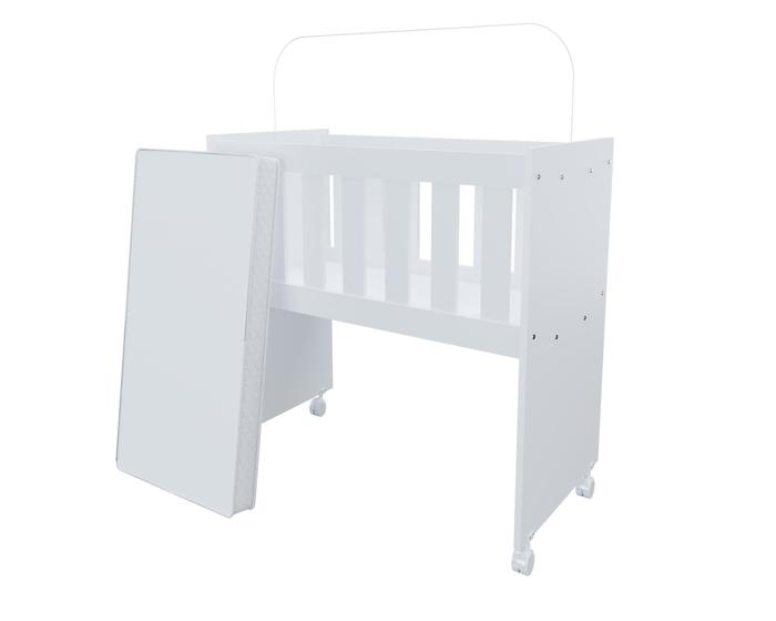 Imagem de Moises Mini Berço Malu Para Quarto Do Bebê Com Rodizios Para Meninos E Meninas Moderno Com Colchão Multifuncional Kids Cor Branco