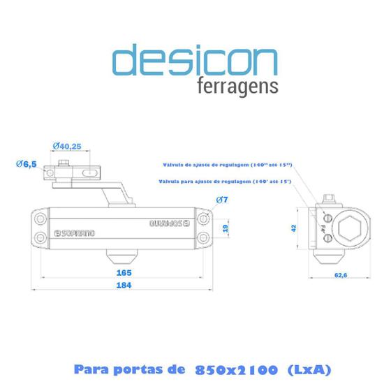 Imagem de Mola Hidráulica Aerea A530 F2 Soprano Para Porta Pesada