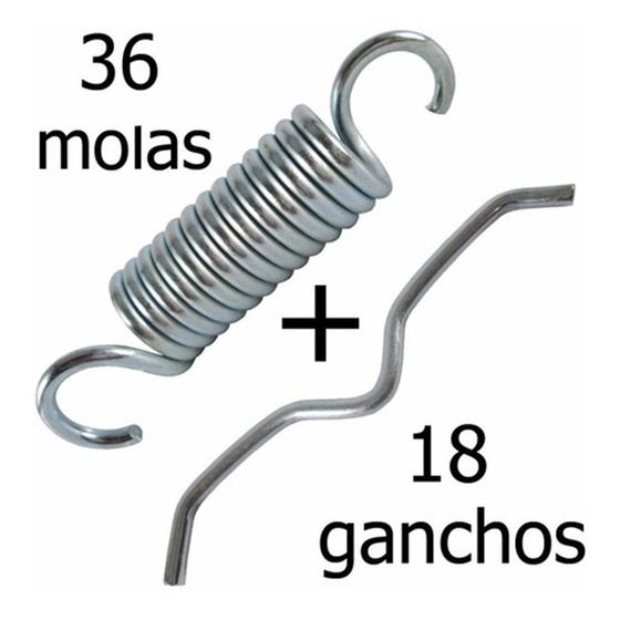 Imagem de Mola Jump Reforçada 9cm 36 Unidades + 18 Bigodes Jump Profissional Academia
