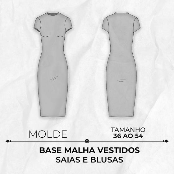 Imagem de Molde base malha para vestidos, saias e blusas justas tamanho 36 ao 54 by Wania Machado