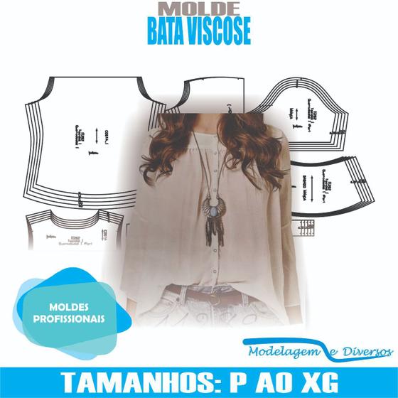 Imagem de Molde bata viscose, modelagem&diversos, p-xg, correios