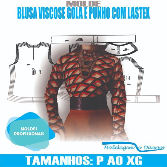 Imagem de Molde blusa com lastex, modelagem&diversos, p-xg, correios