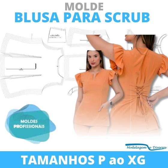 Imagem de Molde blusa para scrub, modelagem&diversos, correios