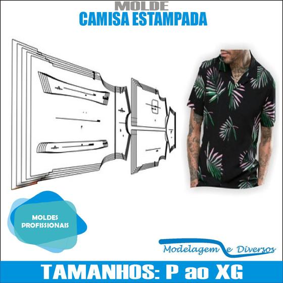 Imagem de Molde Camisa Estampada, Modelagem&Diversos, Tamanhos P Ao Xg
