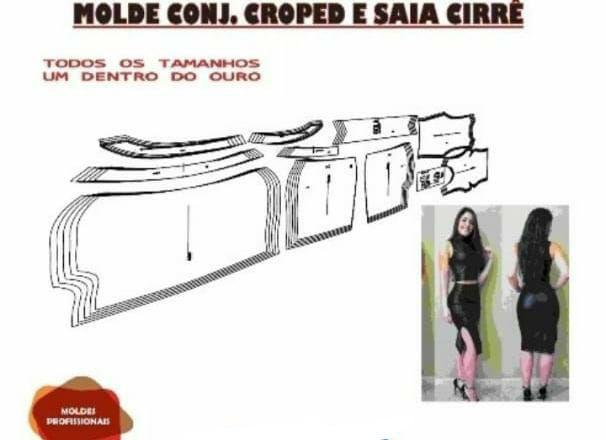 Imagem de Molde Conjunto Croped E Saia Cirrê, Modelagem&Diversos,  P ao XG