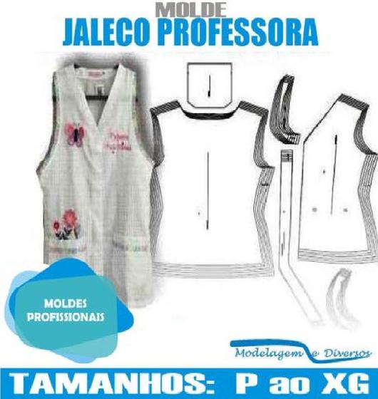 Imagem de Molde De Jaleco Professora, Modelagem&Diversos, Tamanhos Pp Ao Xg