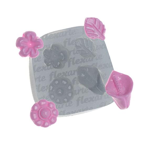 Imagem de Molde De Silicone 288 - Conjunto Floral - Flor - Flexarte