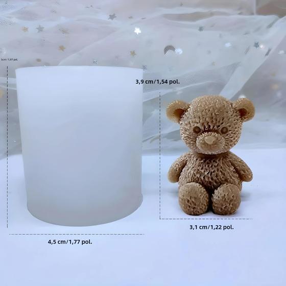 Imagem de Molde de Silicone 3D em Formato de Urso Teddy Rosa para Vela Aromaterapia