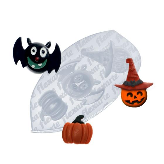 Imagem de Molde de silicone  977 - Halloween Kit 04 - Morcego + Abóboras