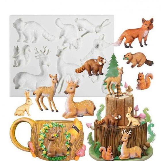 Imagem de  Molde de Silicone Animais do Bosque 7 Cav