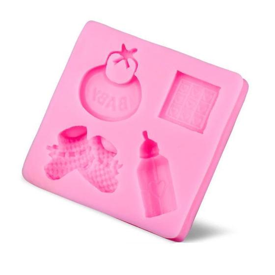 Molde de Silicone Chá de Bebê Pasta Americana Festa na Rede Molde e