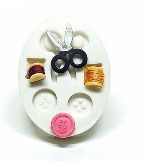 Imagem de Molde de silicone costura, tesoura, linha, botão, resina, confeitaria, biscuit molds planet