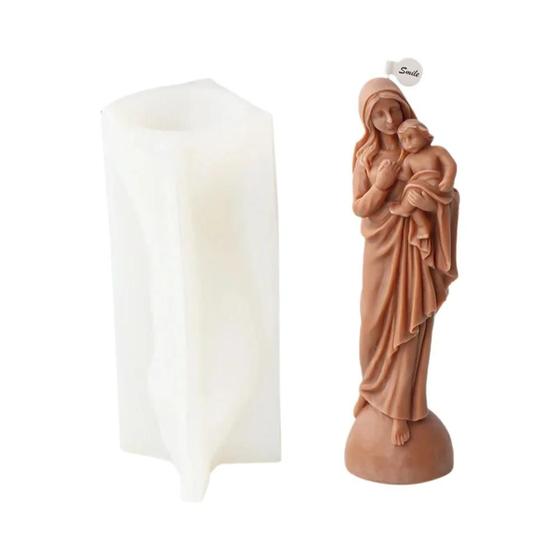 Imagem de Molde De Silicone De Vela 3D Da Virgem Maria Para Artesanato Em Gesso, Decoração Religiosa De Casa,